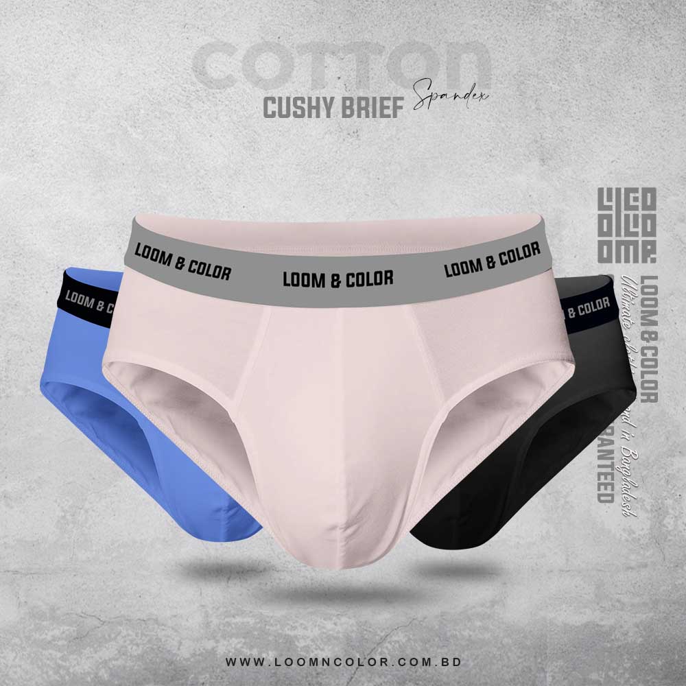 MENS CUSHY BRIEF 3 PACK(LTPURPLE-ROYAL-BLACK)
