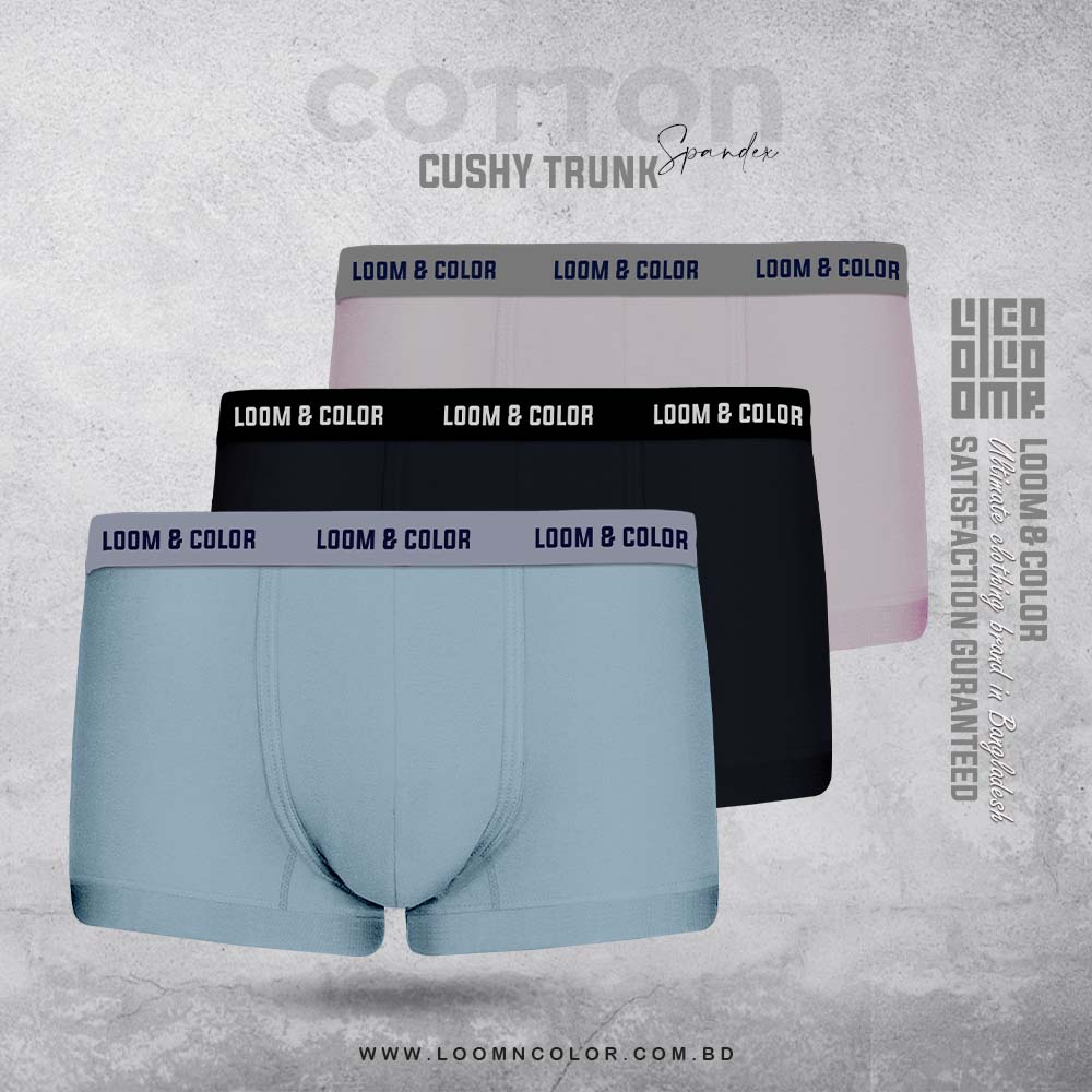 Men's Cushy Trunk 3 pack (Lt blue-black-Lt purple)