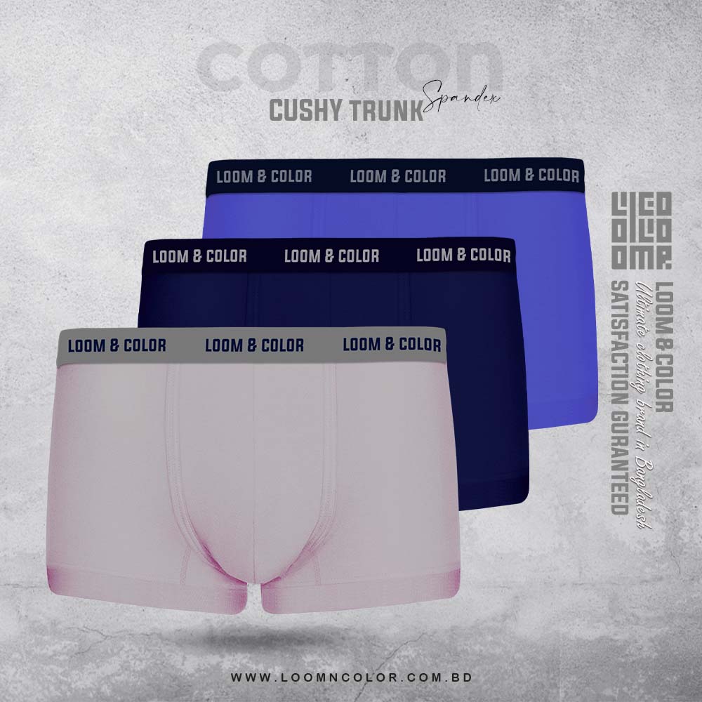 Men's Cushy Trunk 3 Pack- Pruple combo (Lt Purple-Navy-Royal)