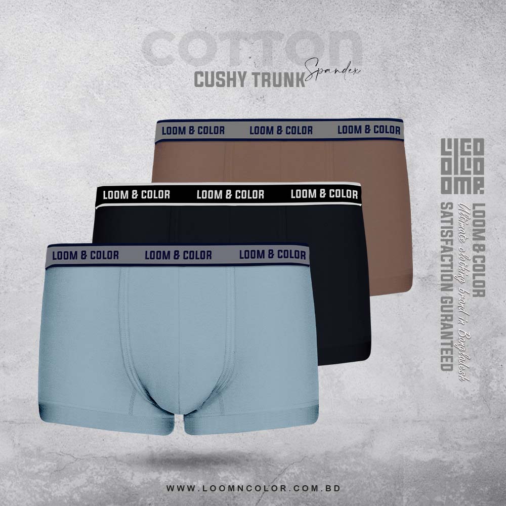 Men's Cushy Trunk 3 Pack -Black Combo (Lt Blue, Black and Chocolate)