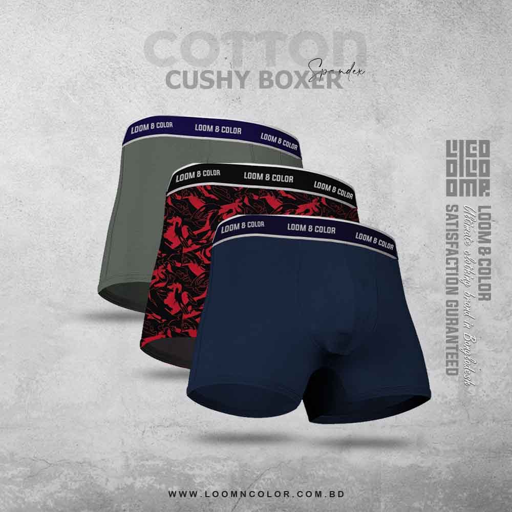 PREMIUM BOXER 3 PACK-(NAVY-MAROON AOP-DK GREY)